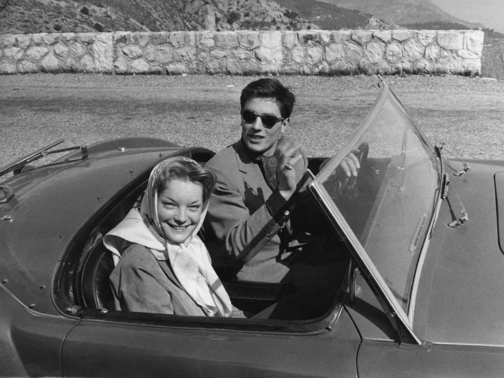 Romy Schneider ir Alainas Delonas --